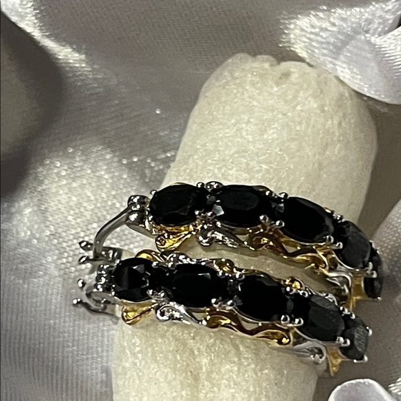 EverTrue Thai Black Spinel Hoop Earrings - Picture 5 of 8